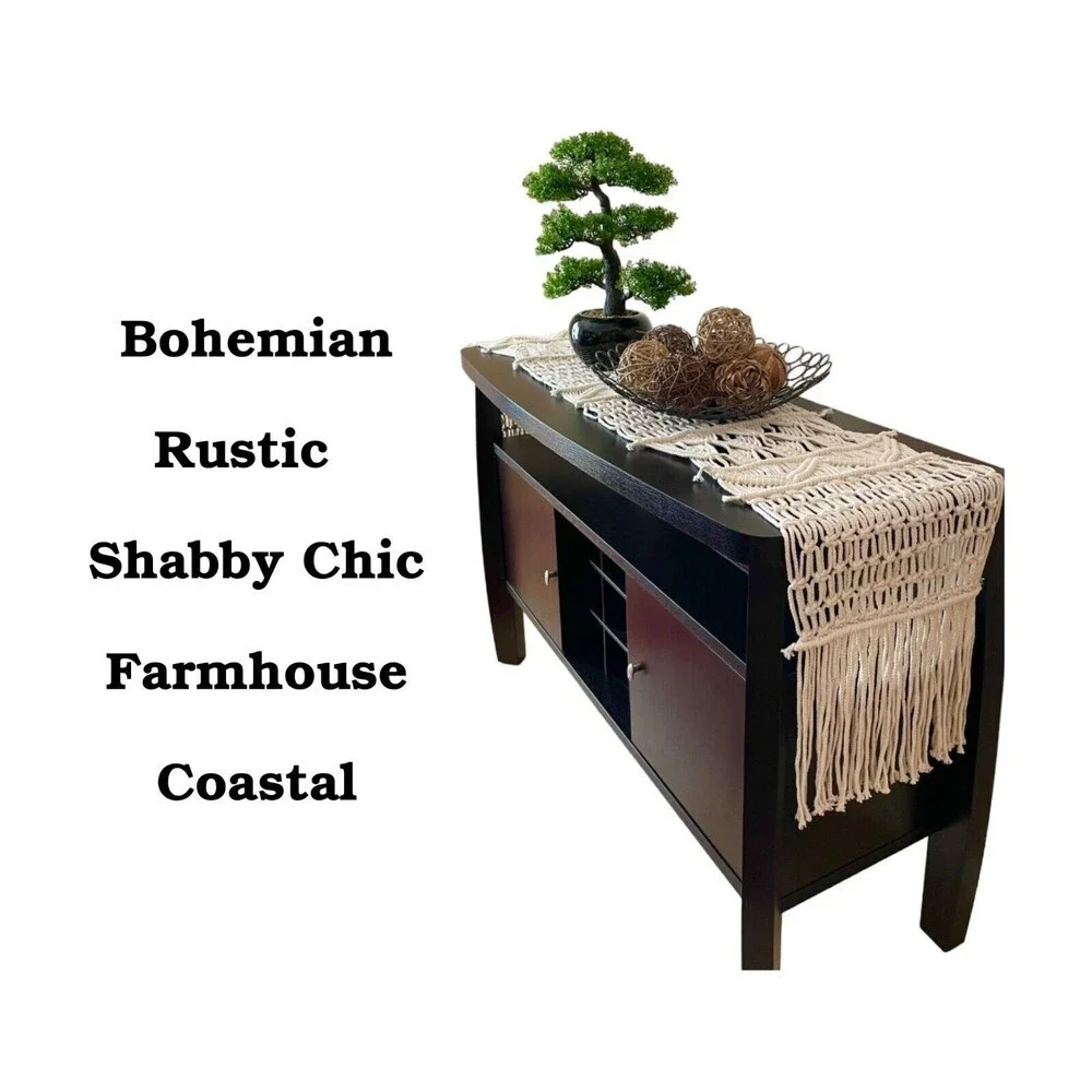 Macrame Table Runner Macrame Handwoven 86x13 Long Bohemian Wedding Party Coastal